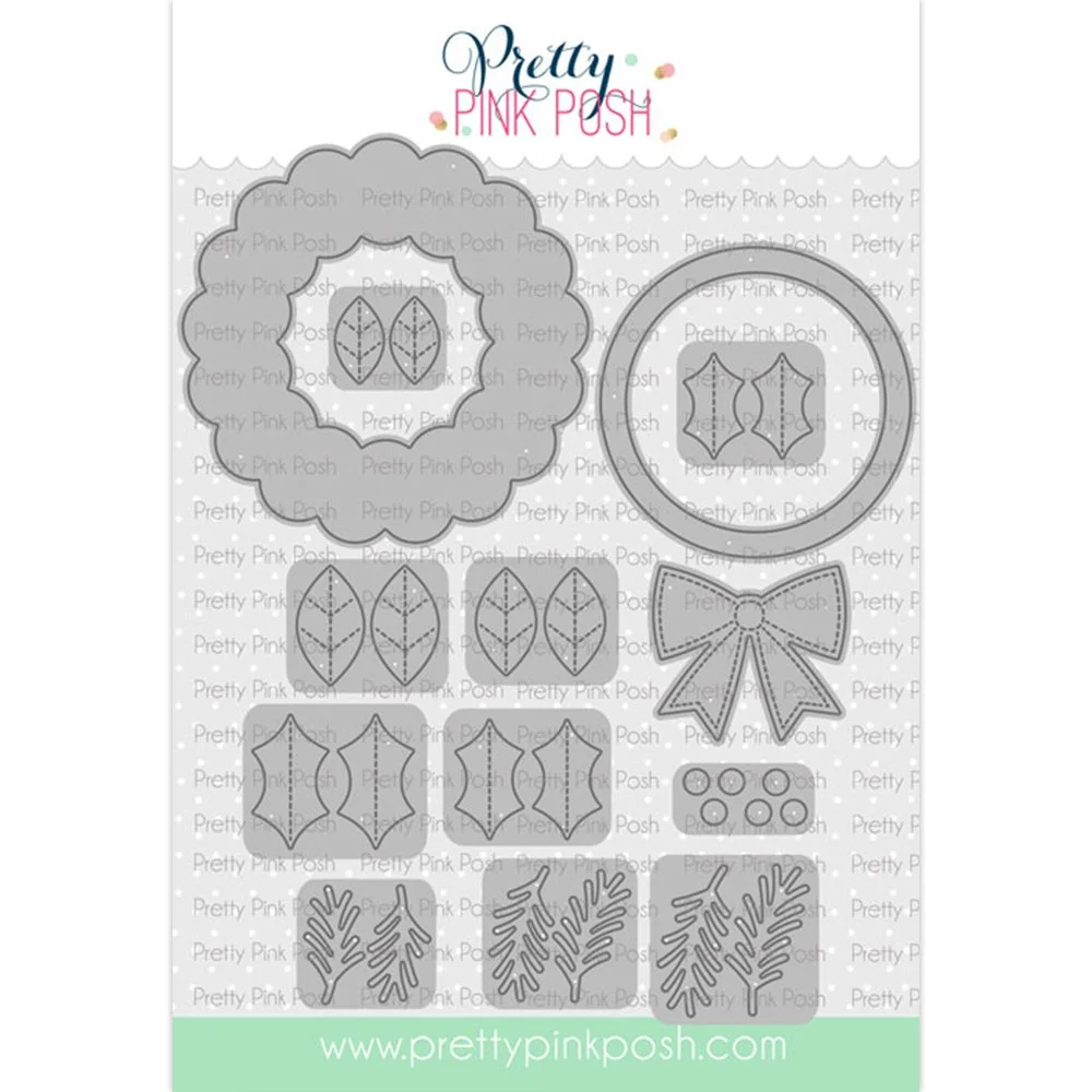 Pretty Pink Posh Holiday Wreath Builder Die Set