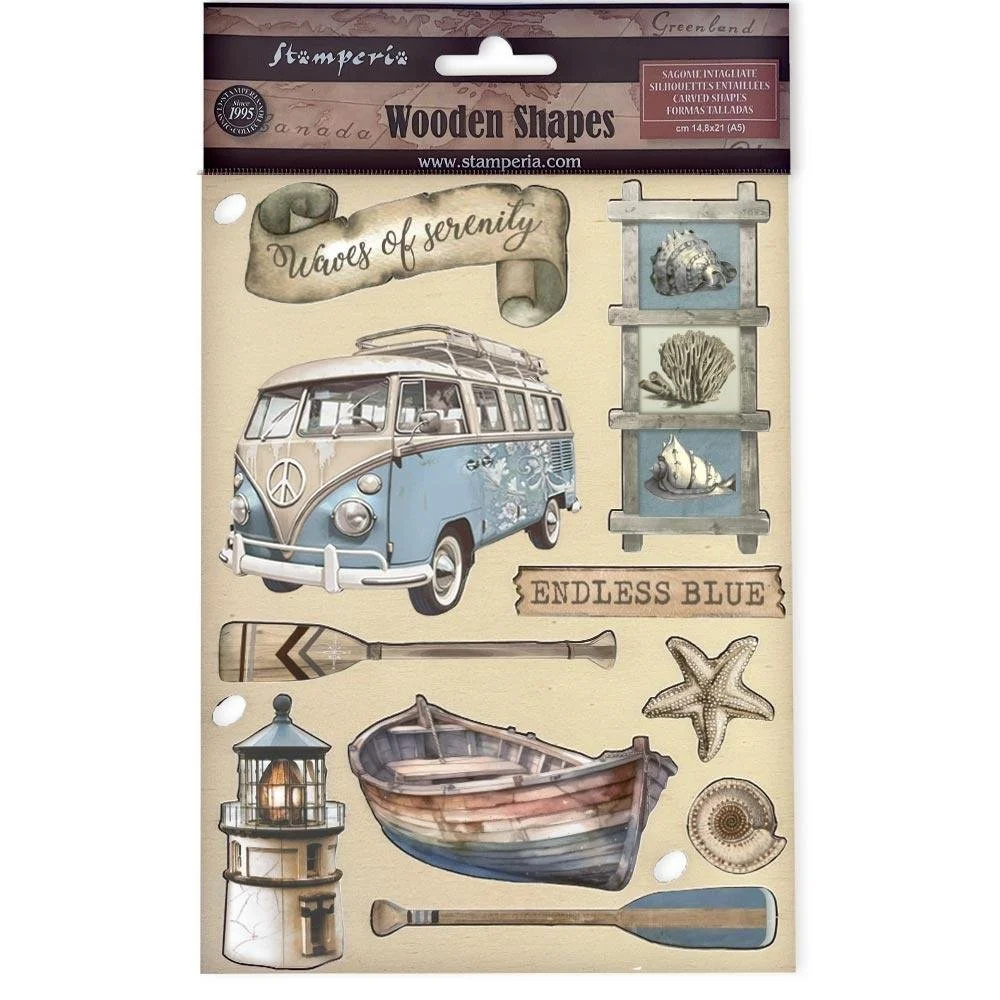 Stamperia Silent Seas Wood Shapes Endless Blue