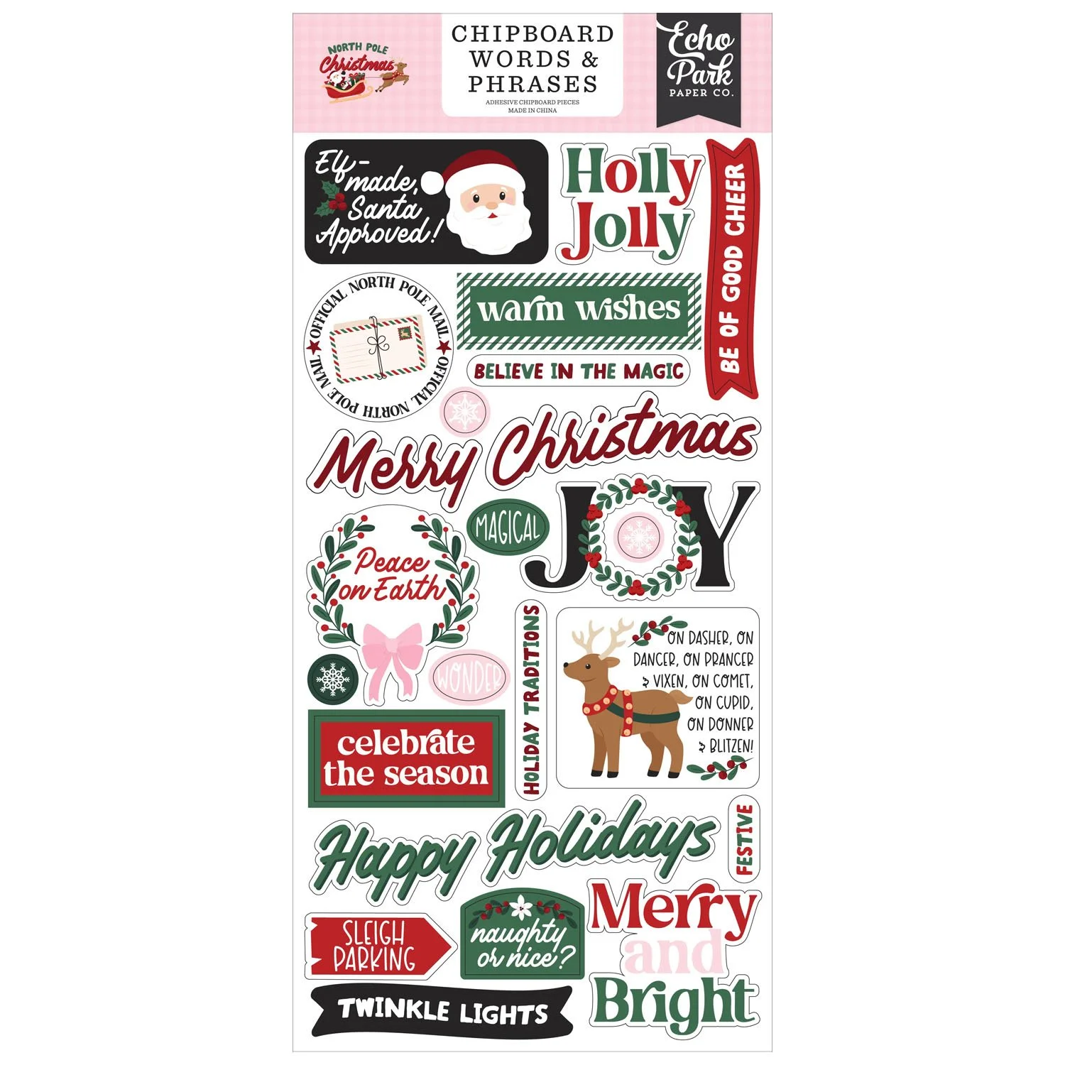 *Pre-Order* Echo Park North Pole Christmas Chipboard Words & Phrases