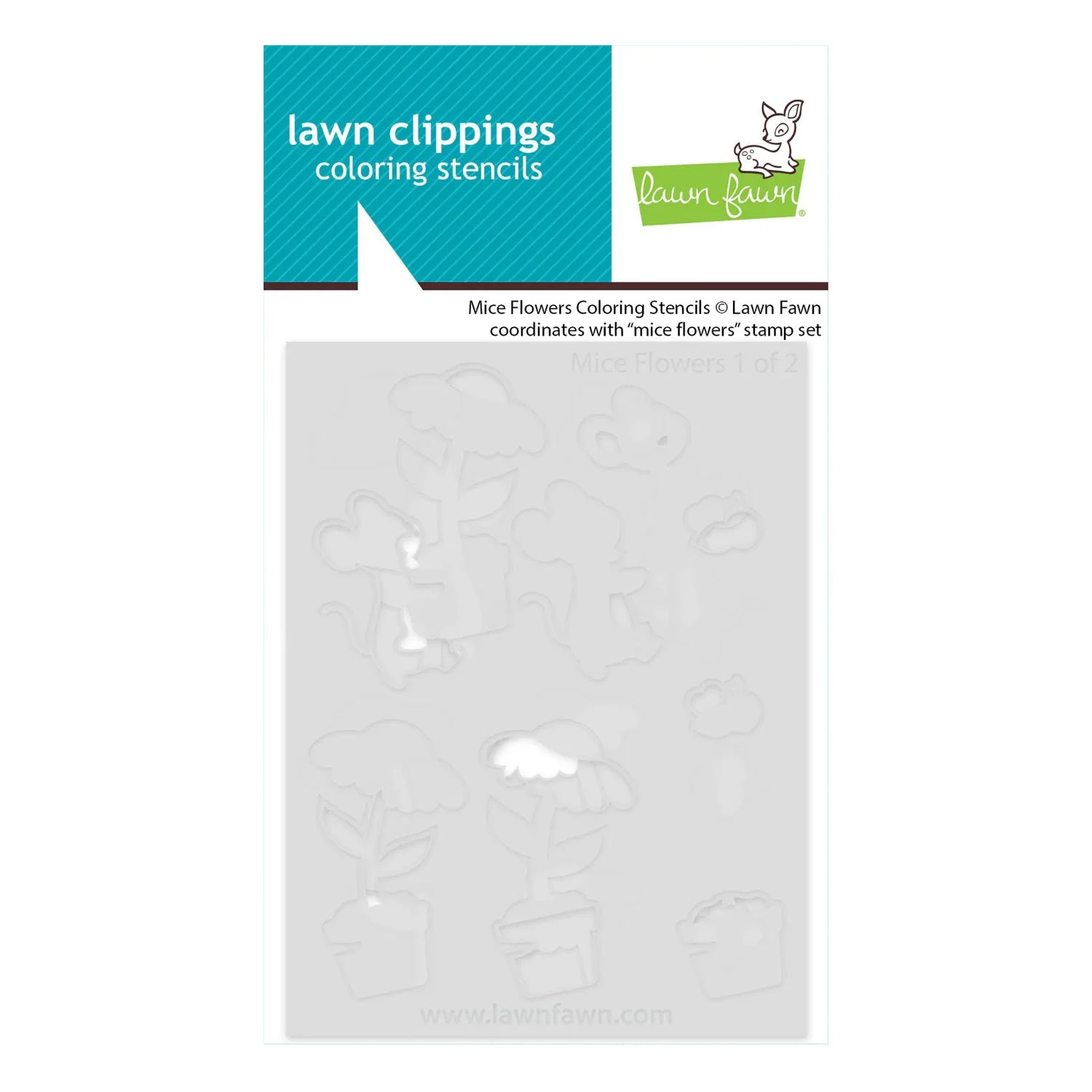 Lawn Fawn Mice Flowers Coloring Stencils