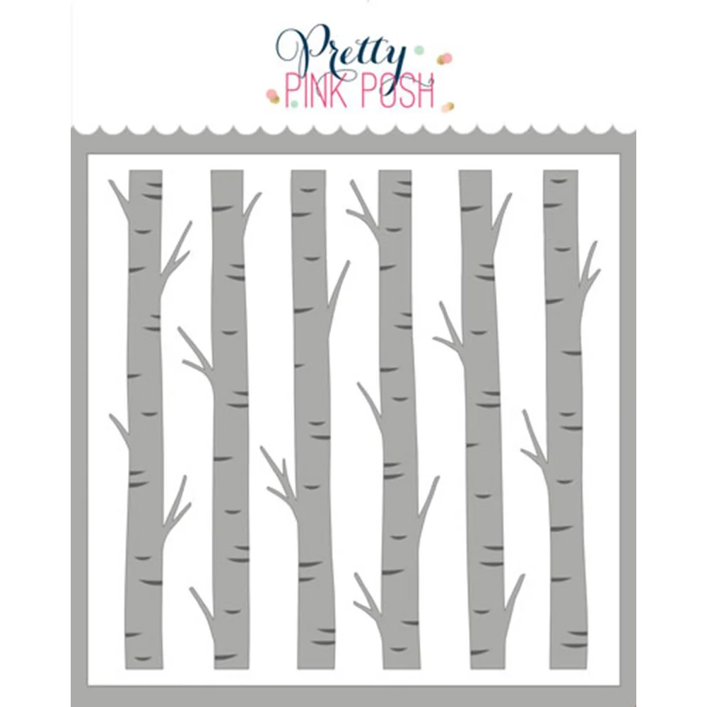 Pretty Pink Posh Layered Birch Tree 6" x 6" Stencil (2 Pk)