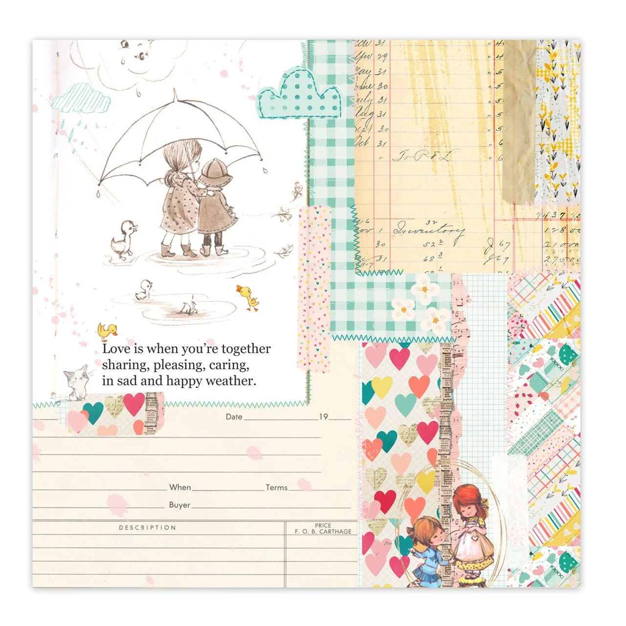 Pretty Little Studio Love Is Kind 12" x 12" Single Sided Paper Love Is Sharing