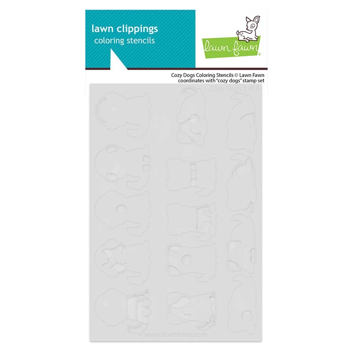 Lawn Fawn cozy dogs coloring stencils