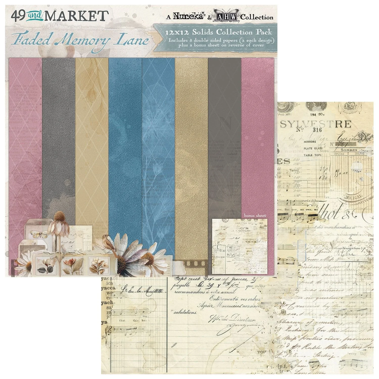 49 & Market Faded Memory Lane 12" x 12" Solids Collection Pack