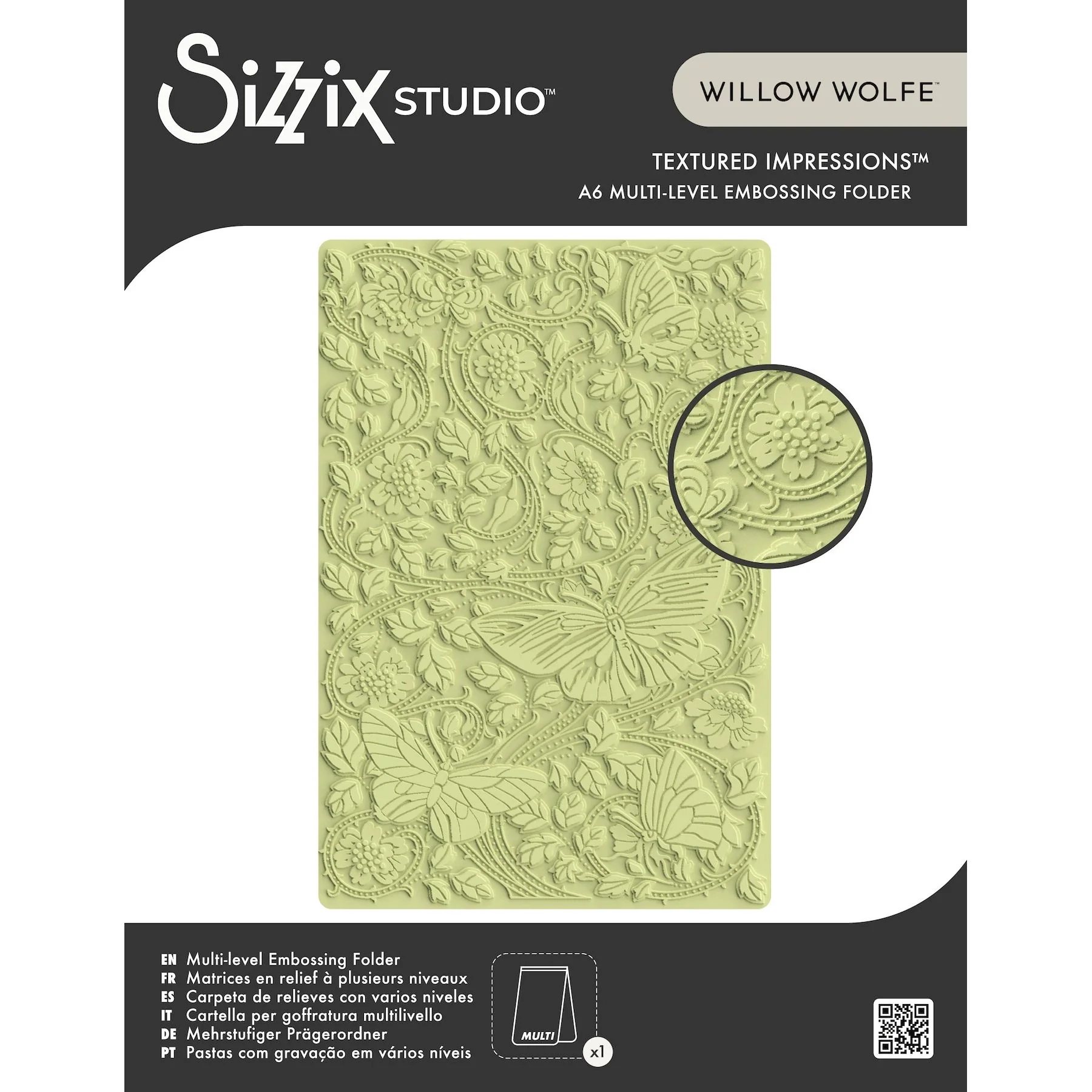 Willow Wolf A6 ML Embossing Folder Nouveau Butterfly