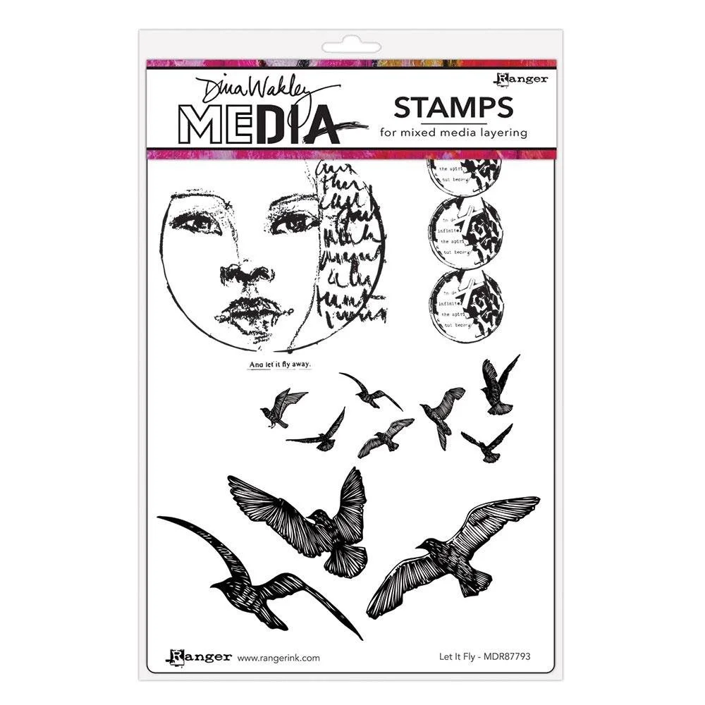 Dina Wakley Media Cling Stamps Let It Fly