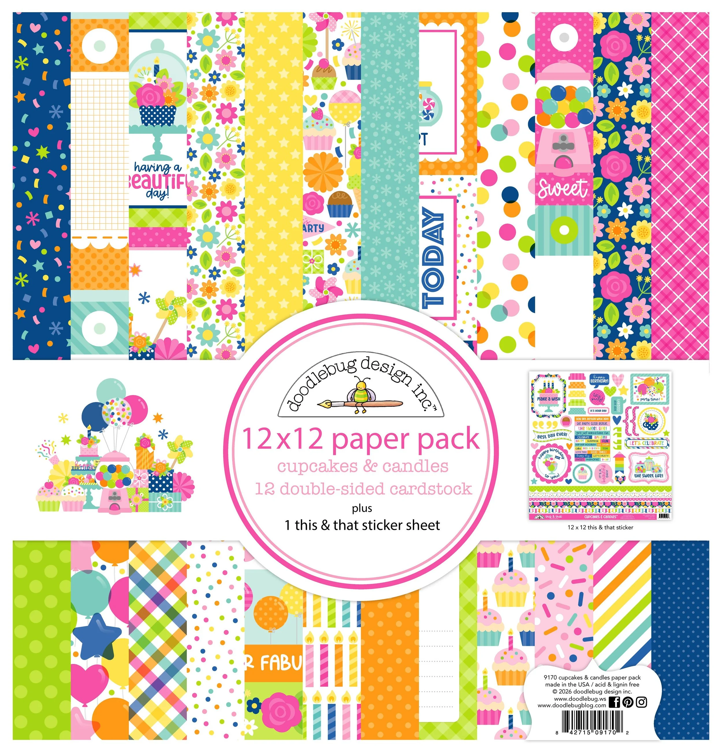 *Pre-Order* Doodlebug Cupcakes & Candles 12" x 12" Paper Pad