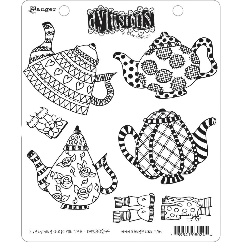 Dylusions Cling Stamps Everything Stops For Tea