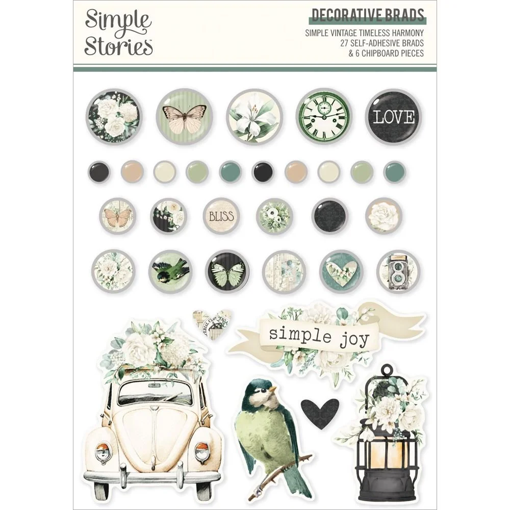 *Pre-Order* Simple Stories Simple Vintage Timeless Harmony Decorative Brads