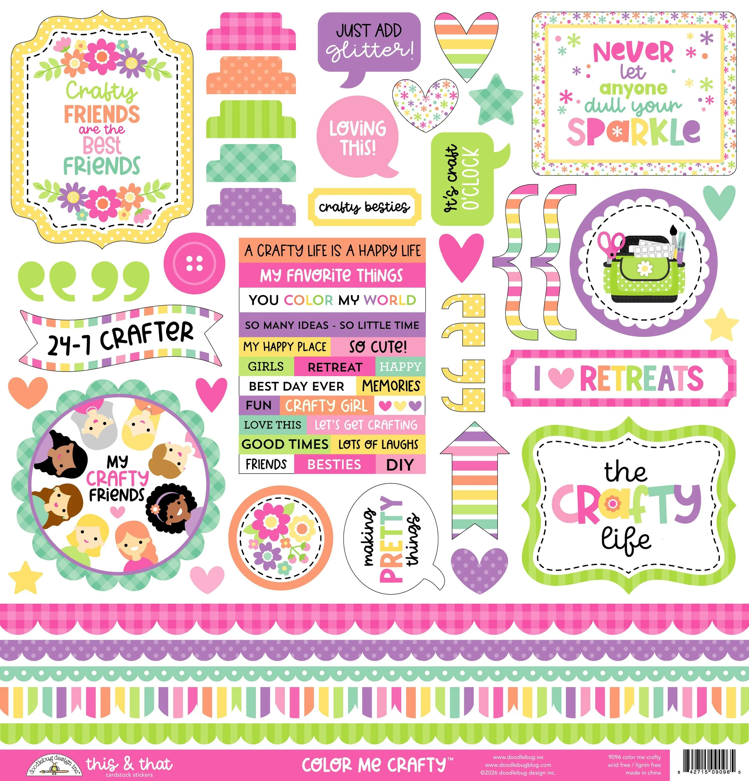 *Pre-Order* Doodlebug Color Me Crafty 12" x 12" This & That Stickers