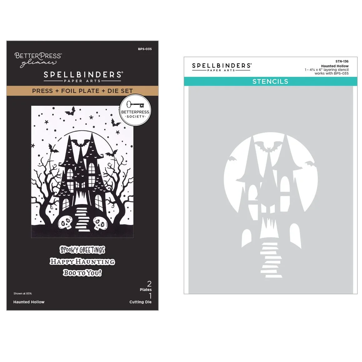 Spellbinders Haunted Hollow Press Plate & Die Set + Stencil