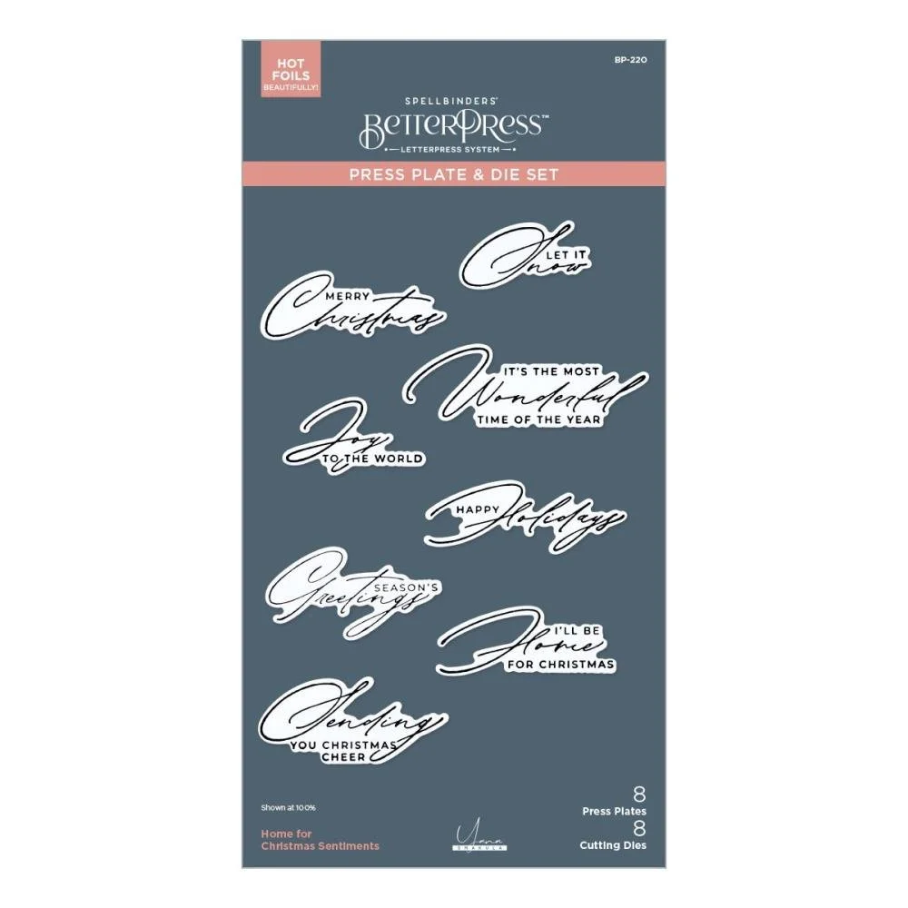 Spellbinders Betterpress Home For Christmas Sentiments Plate & Die Set