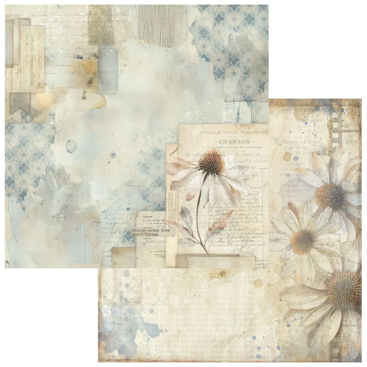 49 & Market Faded Memory Lane 12" x 12" Paper Wildflower Notes