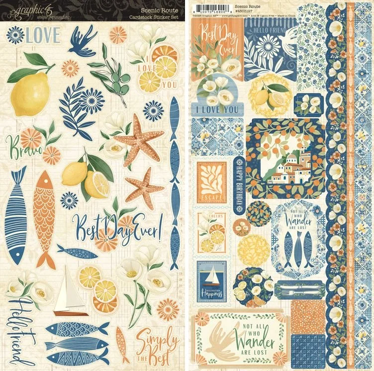 Graphic 45 Scenic Route Sticker Sheet