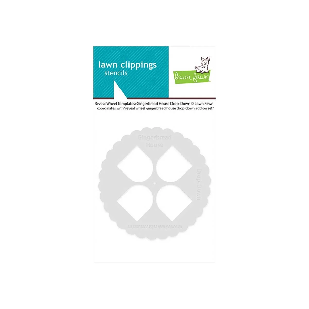 Lawn Fawn reveal wheel templates: gingerbread house drop-down
