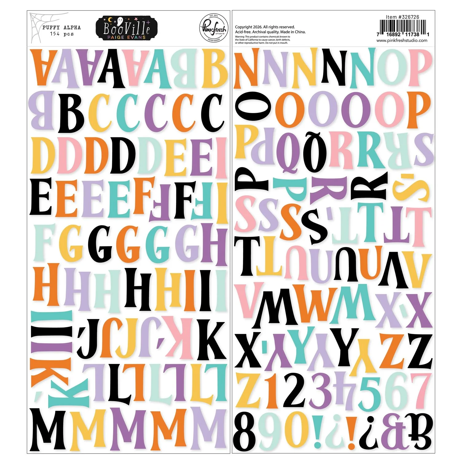Pinkfresh Studio Paige Evans Booville Puffy Alpha Stickers