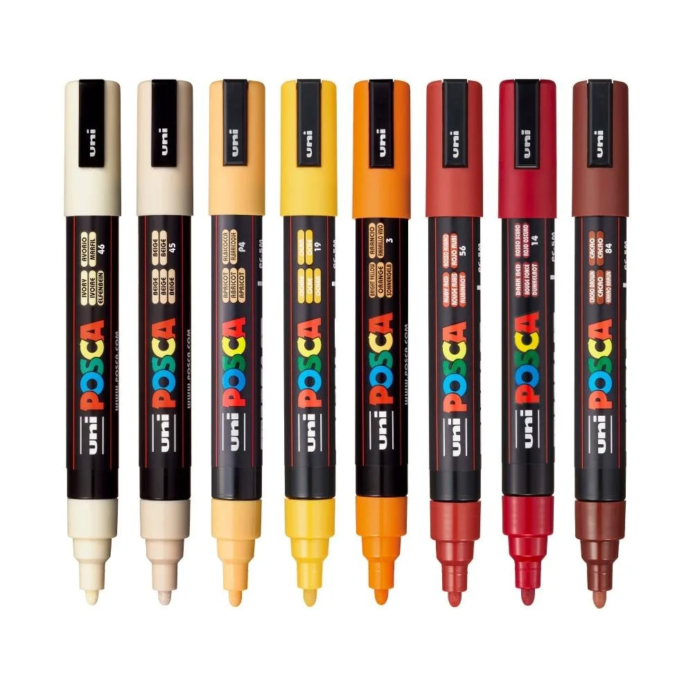 POSCA 5M Medium Bullet Tip 2.5mm Paint Marker Set Warm Tones
