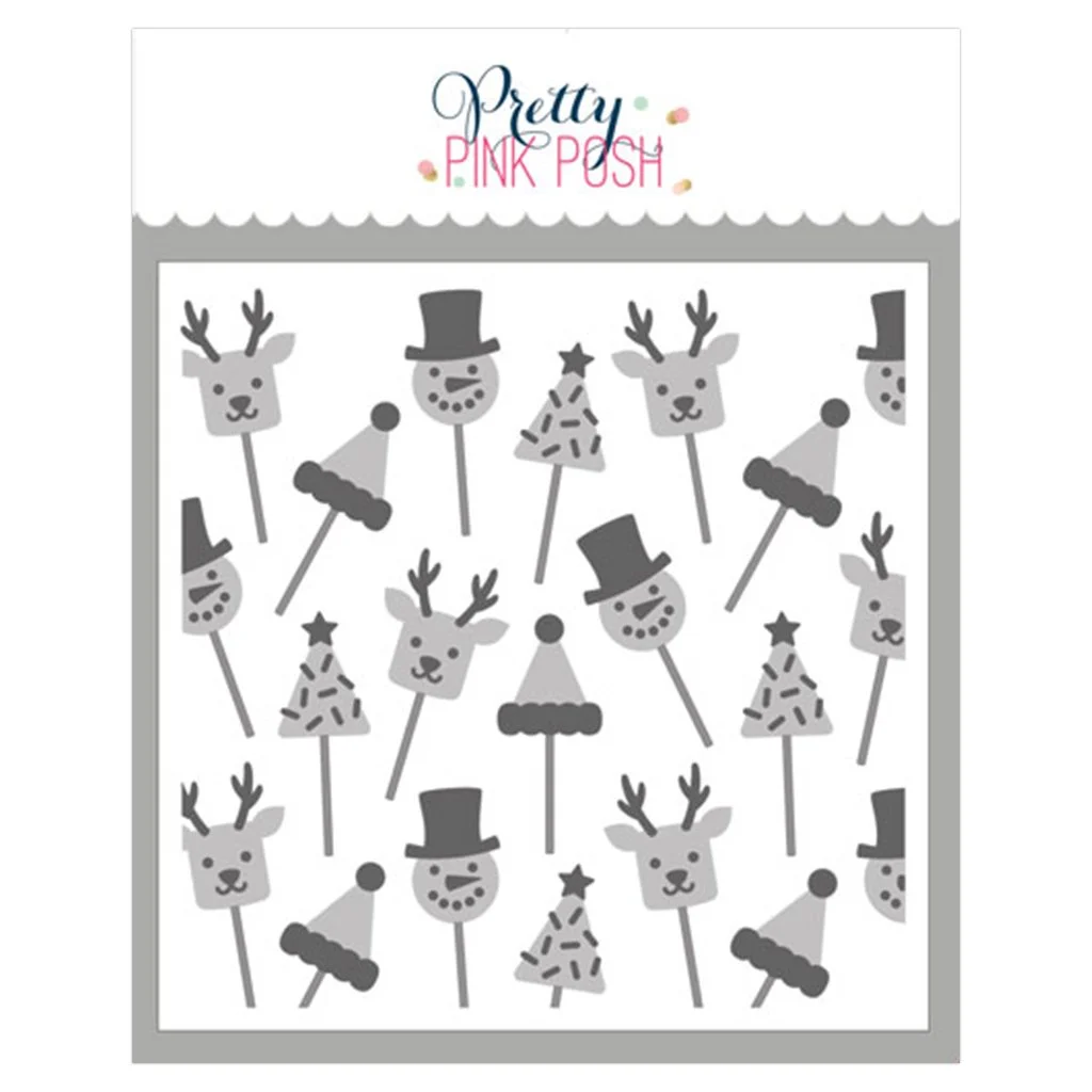 Pretty Pink Posh Layered Christmas Cake Pops Stencils (3 layer)