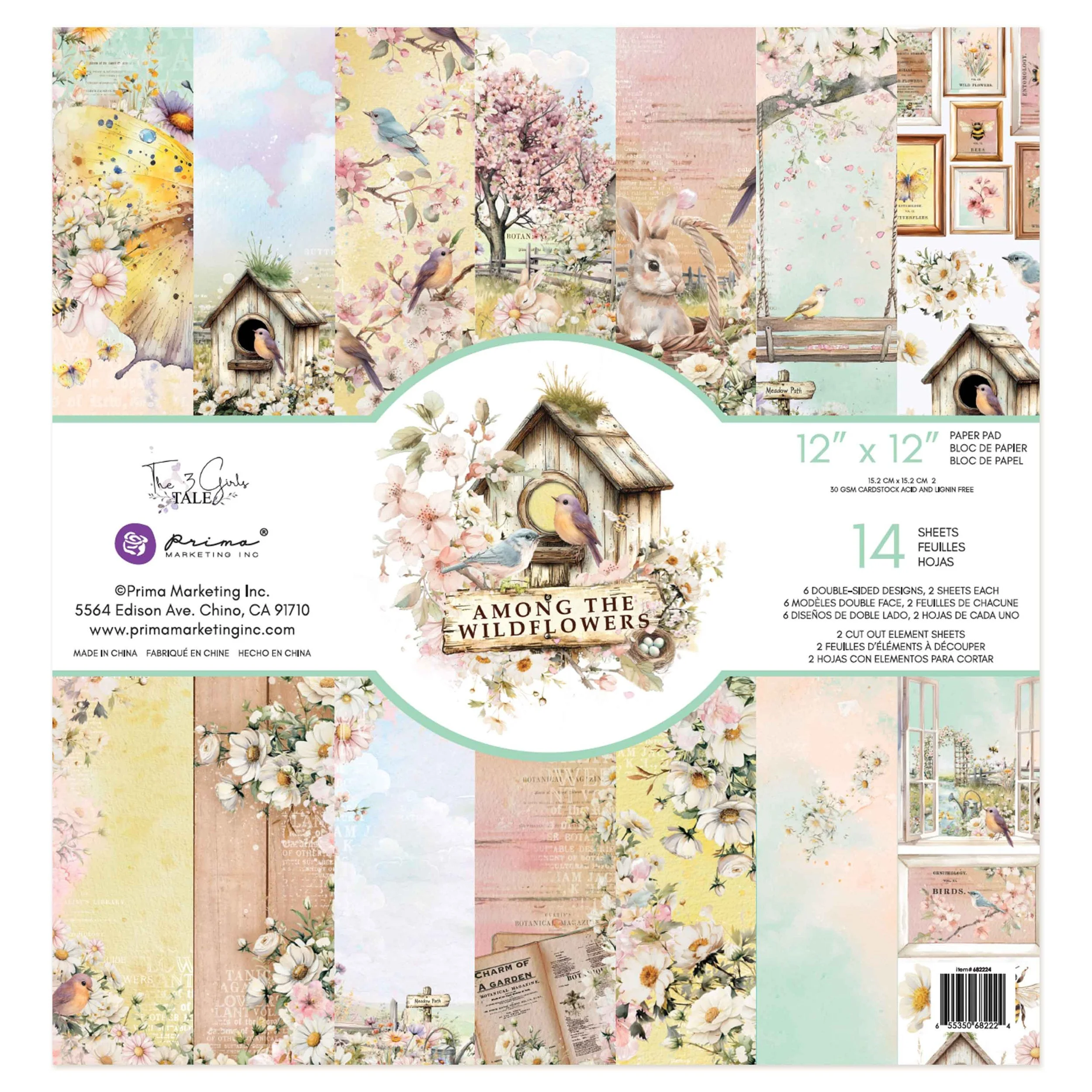 Prima Among the Wildflowers Collection 12x12 Paper Pad