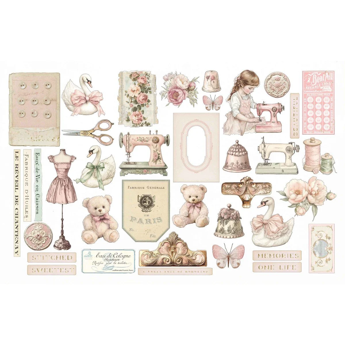 Prima Buttons & Keepsakes by Frank Garcia® Ephemera Stitched Clippings