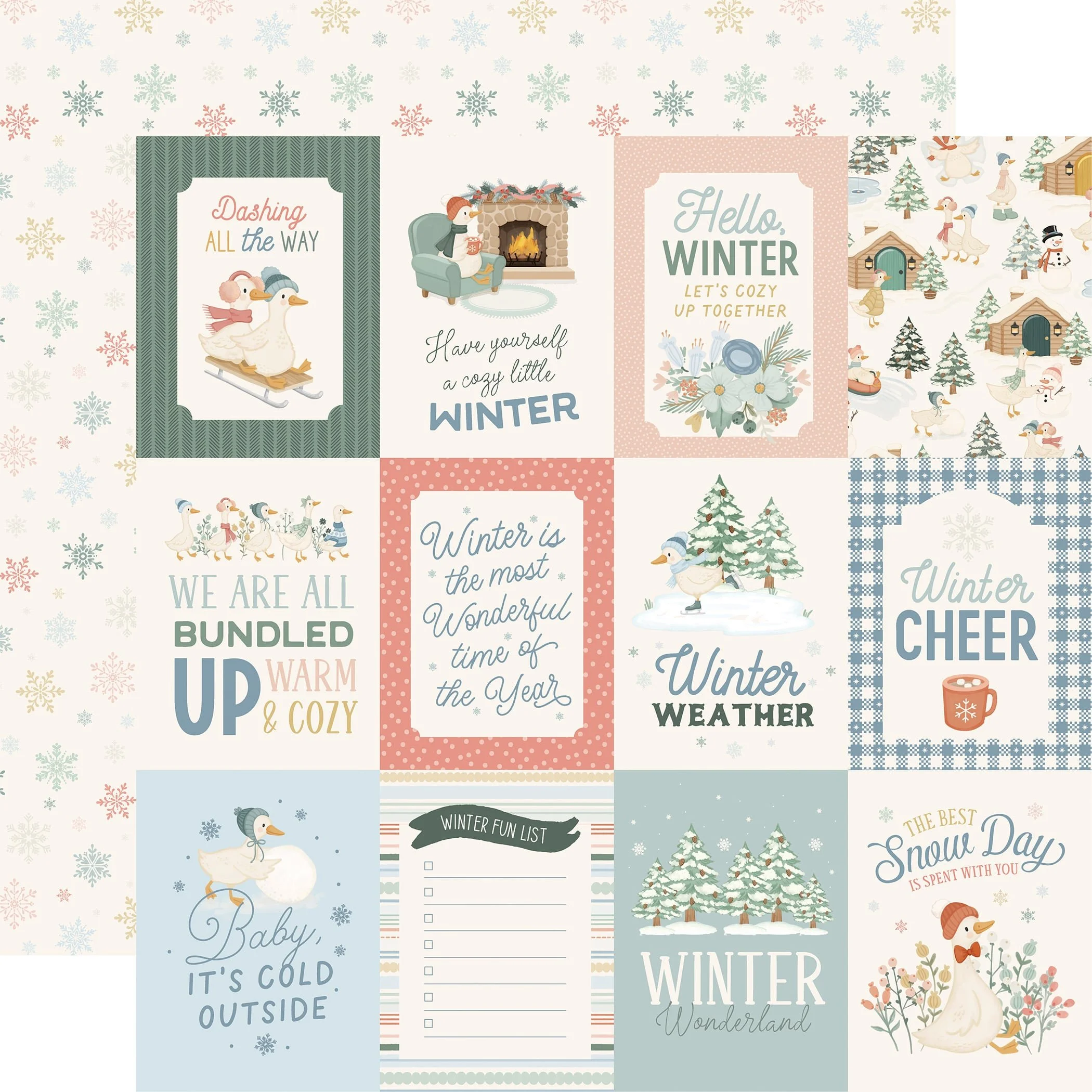 *Pre-Order* Carta Bella Silly Goose Winter 12" x 12" Paper 3" x 4" Journaling Cards