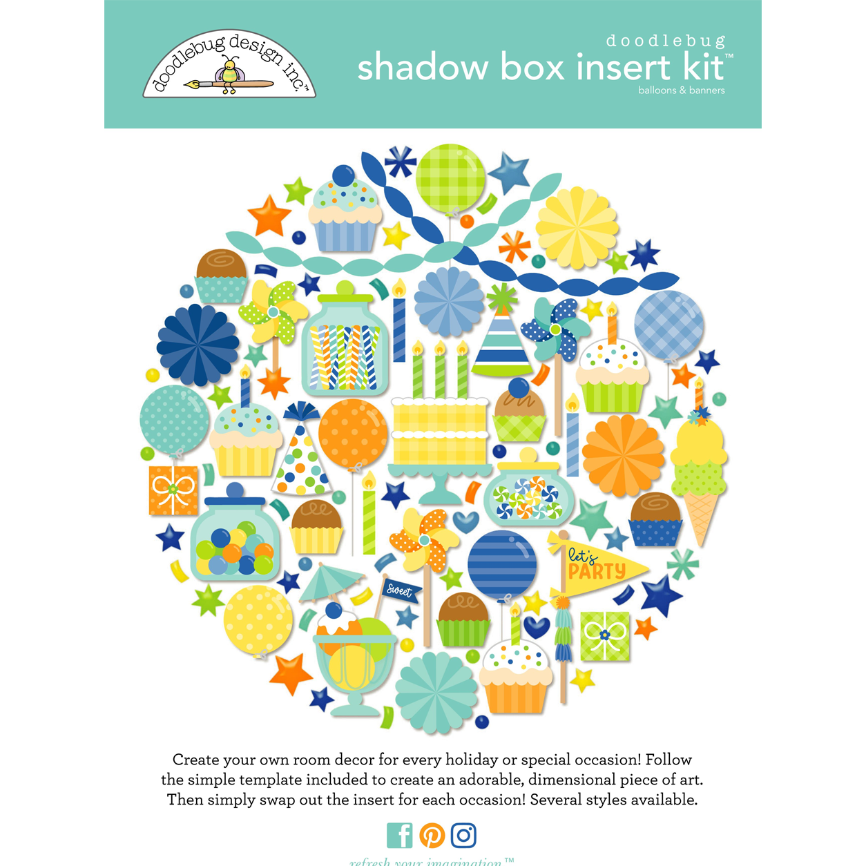 *Pre-Order* Doodlebug Balloons & Banners Shadowbox Insert