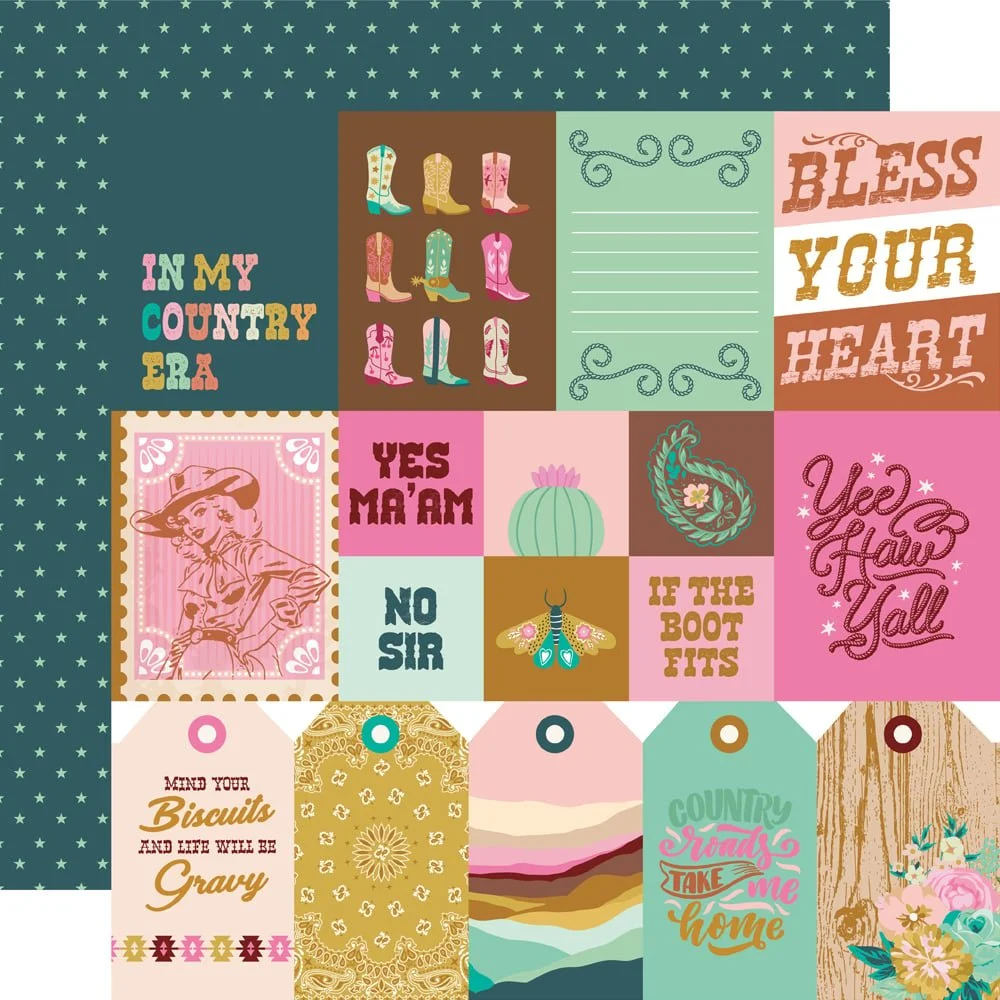 *Pre-Order* Simple Stories Country Roads Cowgirl 12" x 12" Paper Elements 1