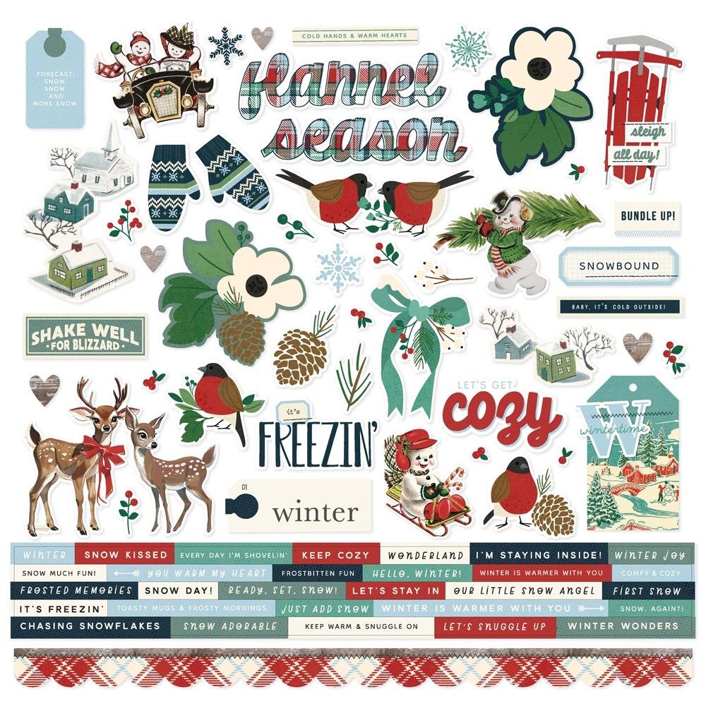 Simple Stories Simple Vintage Flannel Season 12" x 12" Cardstock Stickers