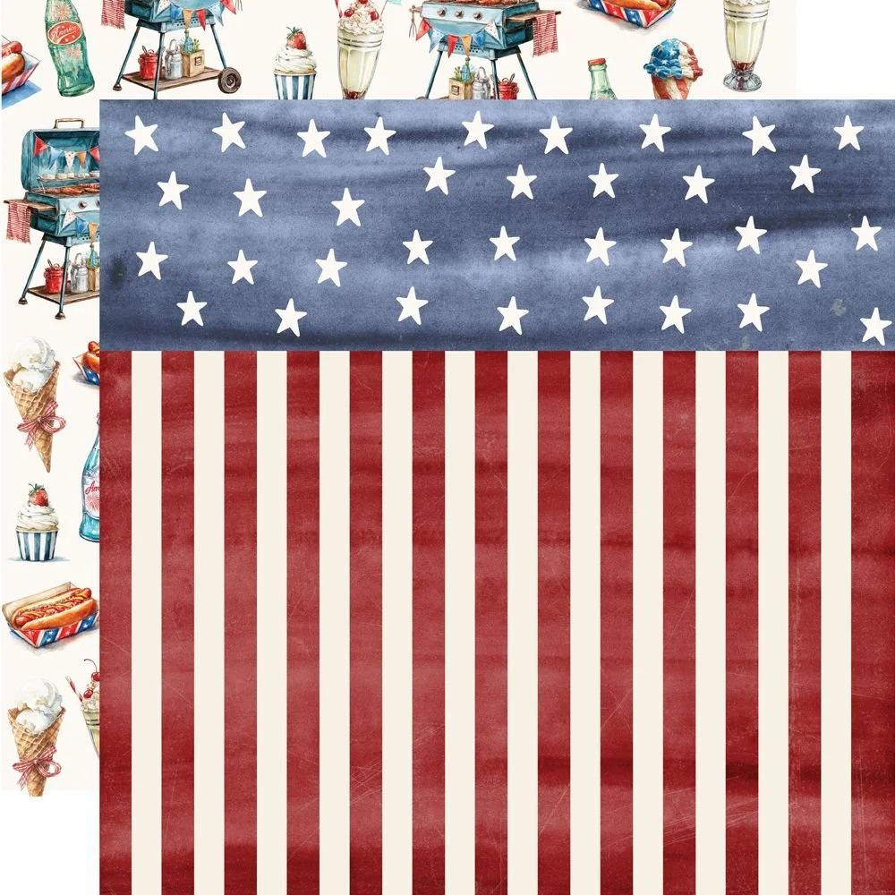 *Pre-Order* Simple Stories Simple Vintage Land Of The Free 12" x 12" Paper Stars & Stripes