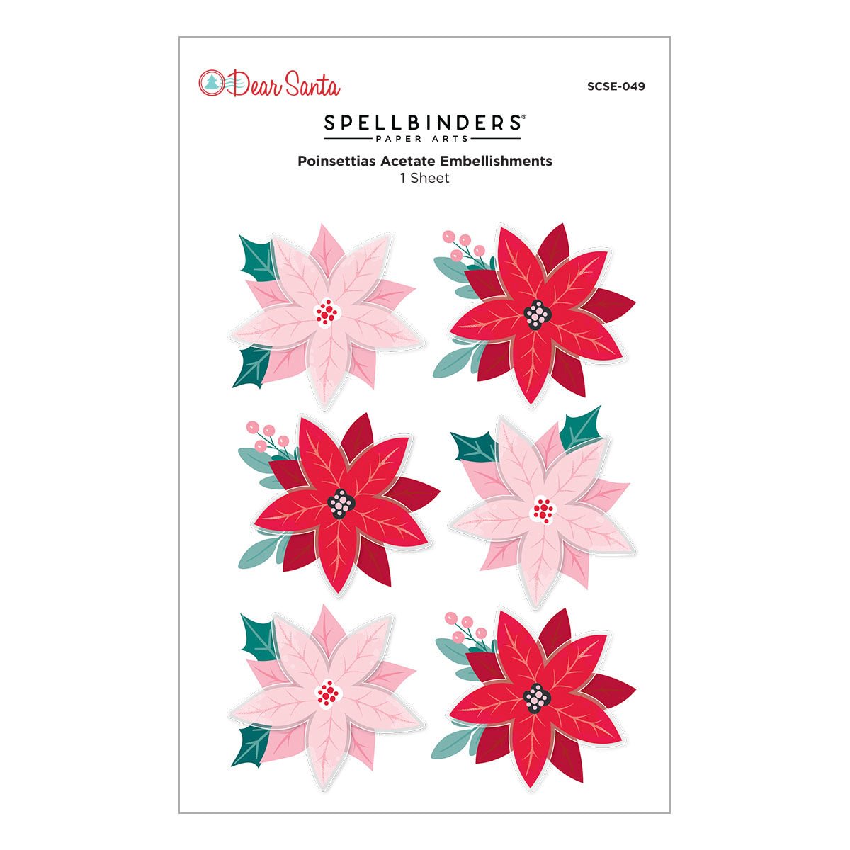Spellbinders Dear Santa Poinsettias Dimensional Stickers