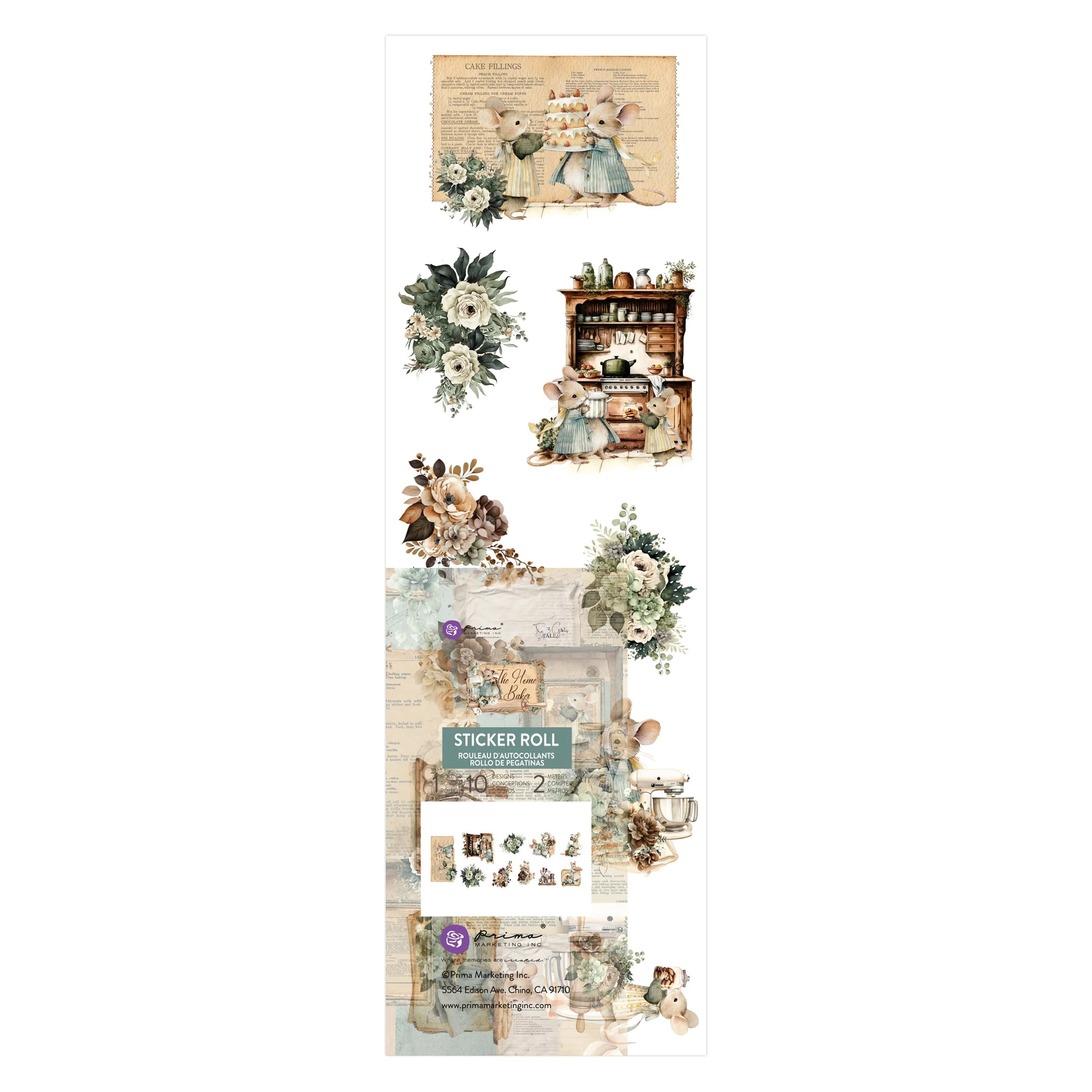 Prima The Home Baker Ephemera Sticker Roll