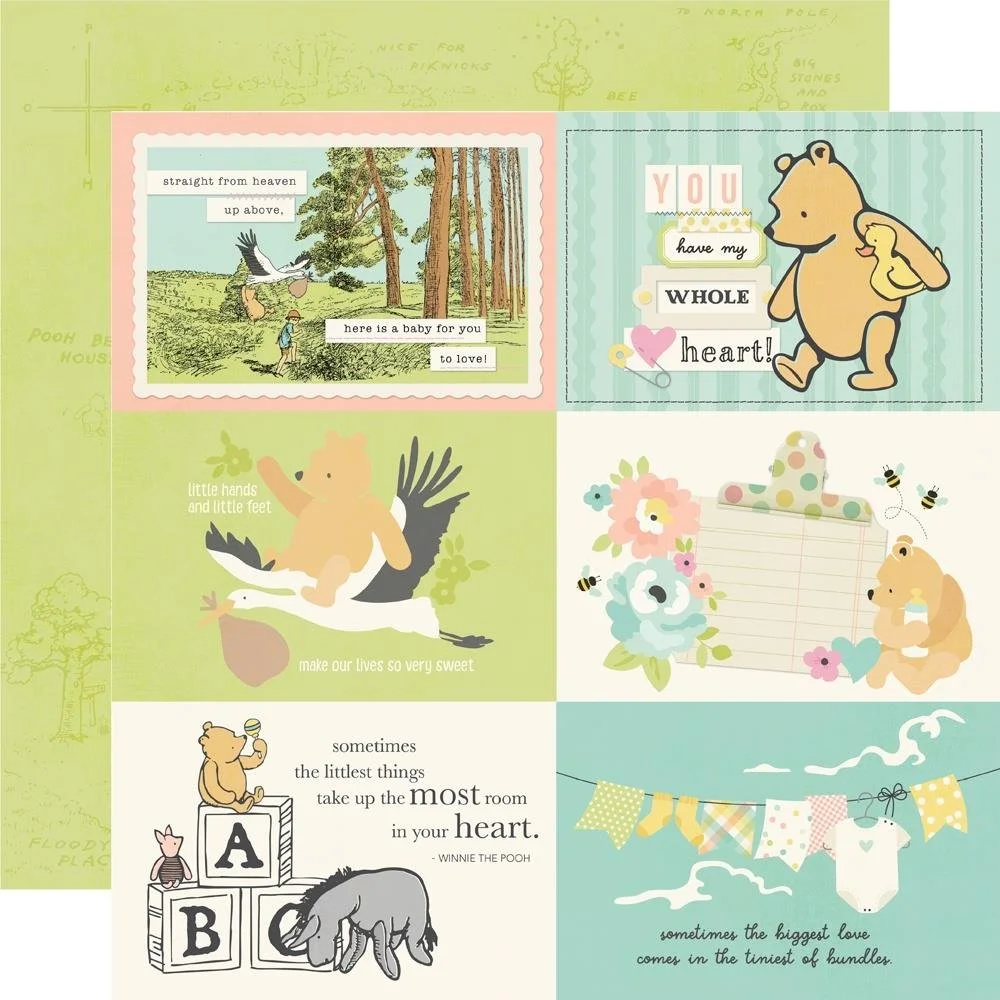 Simple Stories Pooh Baby 12" x 12" Paper 4" x 6" Elements