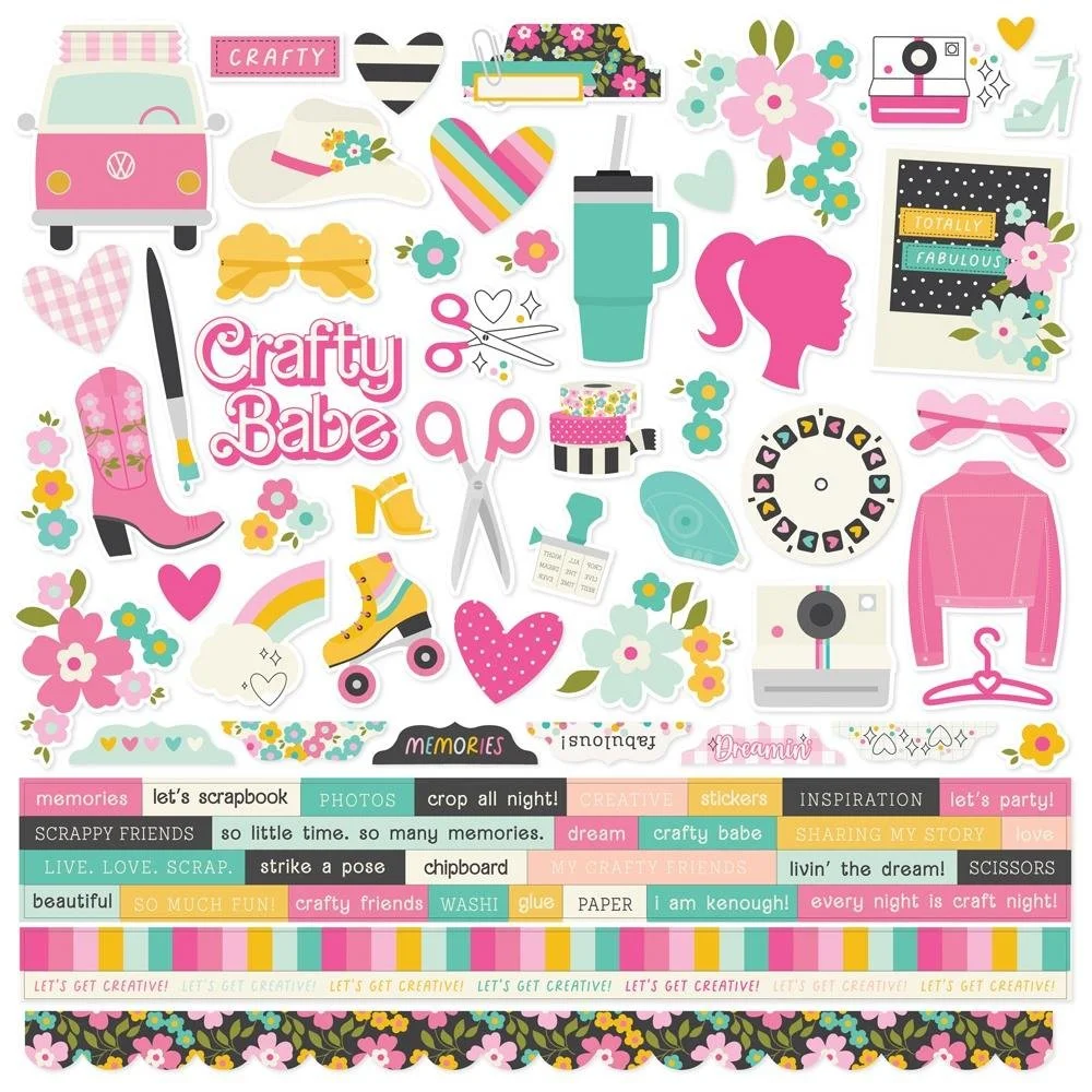 Simple Stories Crafty Babe 12" x 12" Cardstock Stickers