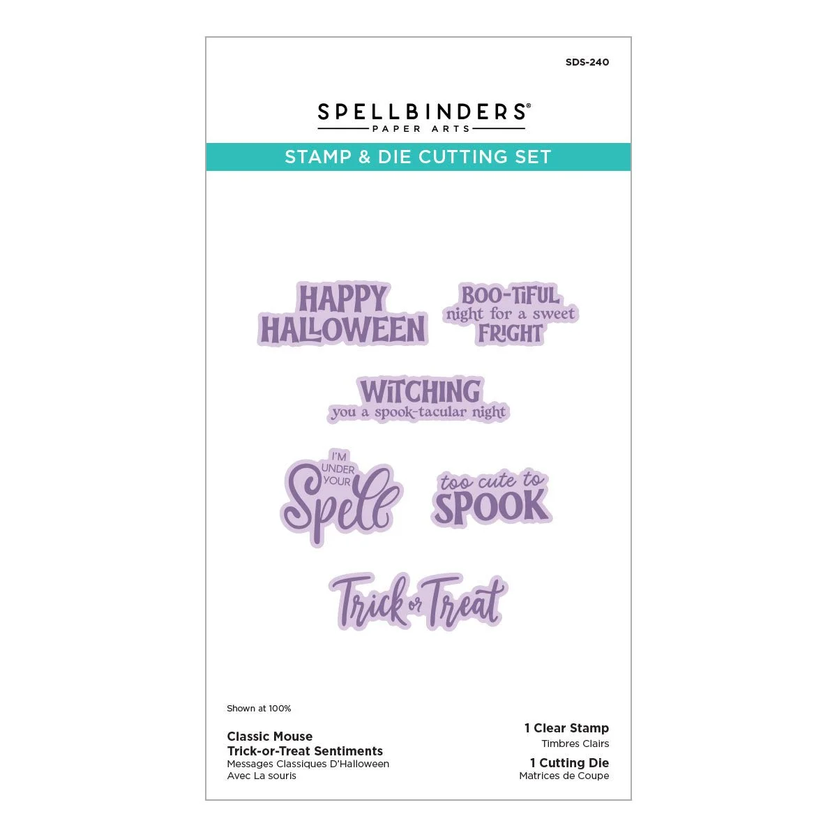 Spellbinders Classic Mouse Trick-or-Treat Sentiments Stamp & Die Set