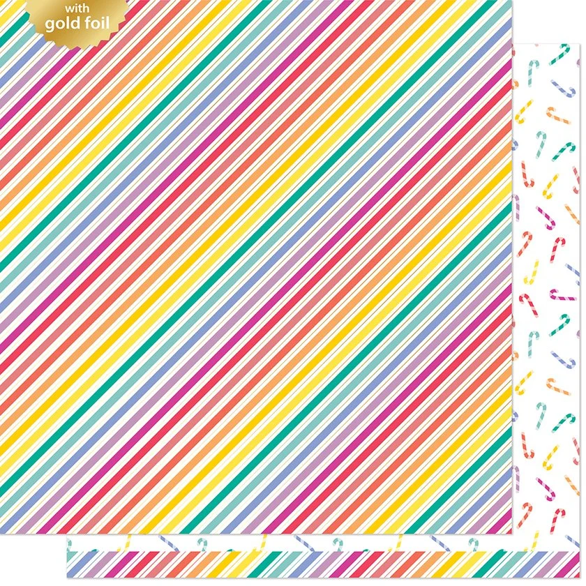 Lawn Fawn Candy Cane Lane 12" x 12" Paper Candy Canes