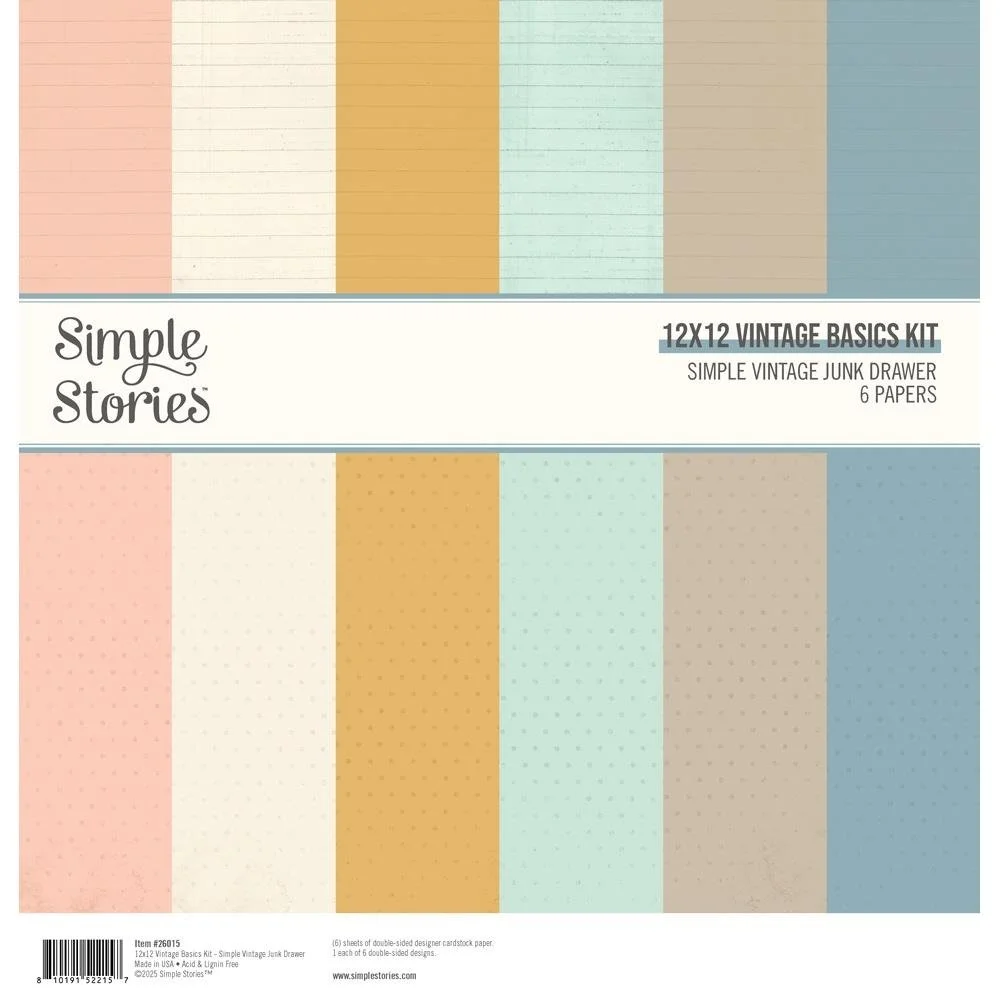 Simple Stories Junk Drawer 12" x 12" Vintage Basics Kit