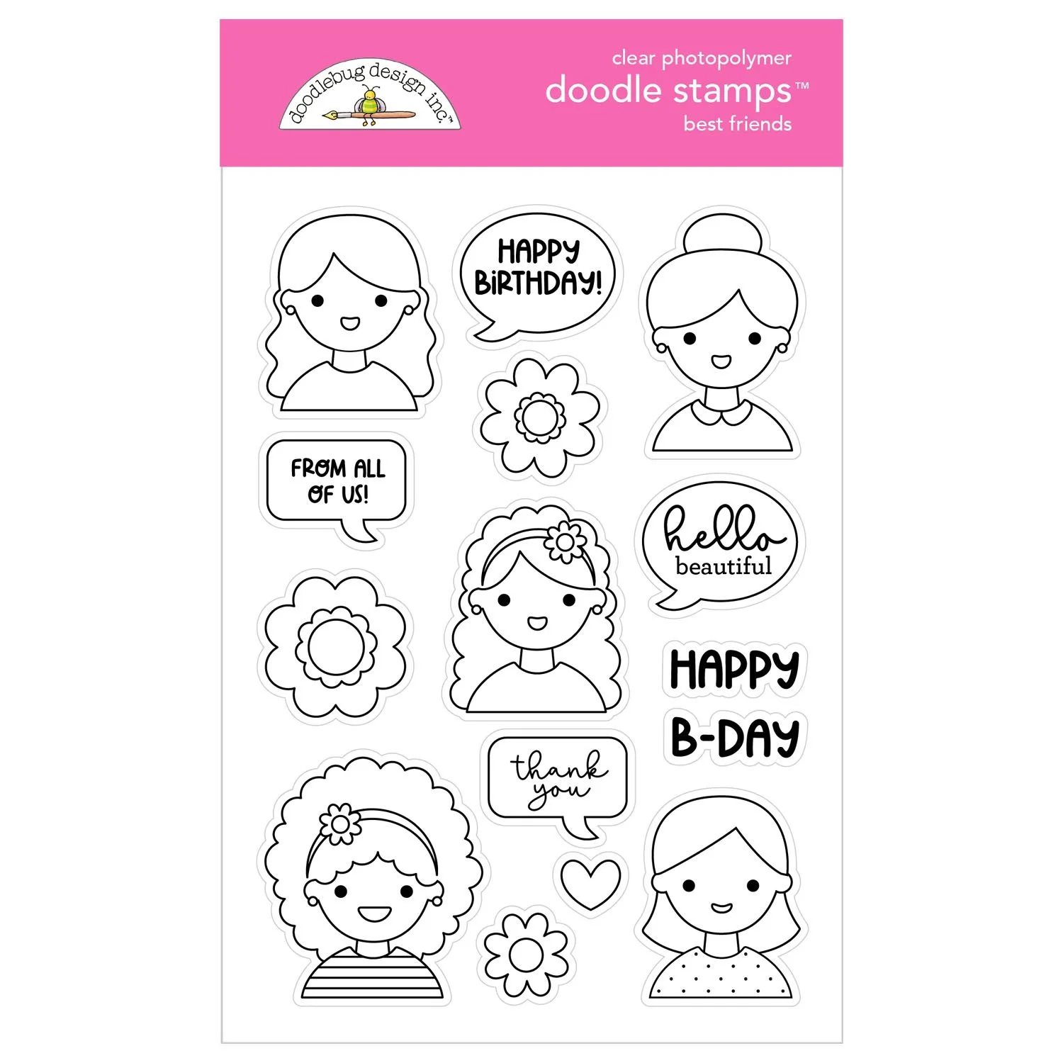 *Pre-Order* Doodlebug Color Me Crafty Best Friends Doodle Stamps
