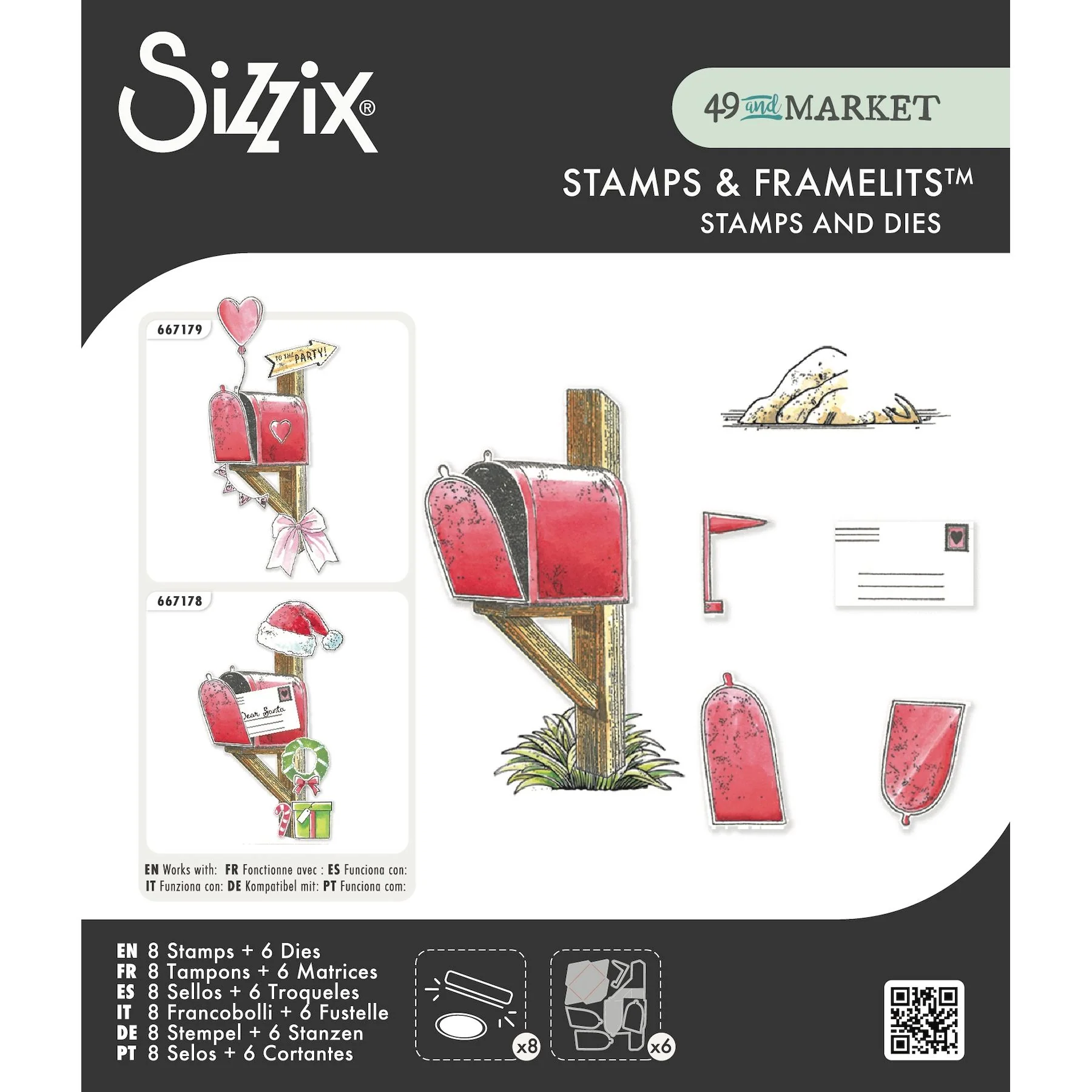Sizzix and 49 and Market Letter Drop Clear Stamps and Framelits Dies