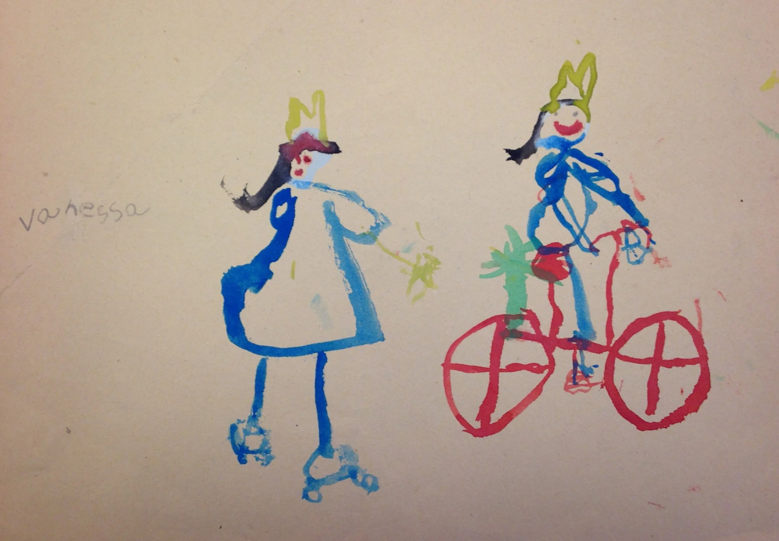 Figure 1 : Those are ROLLERSKATES! Totally dating myself here. I might as well have painted her carrying a rotary phone .