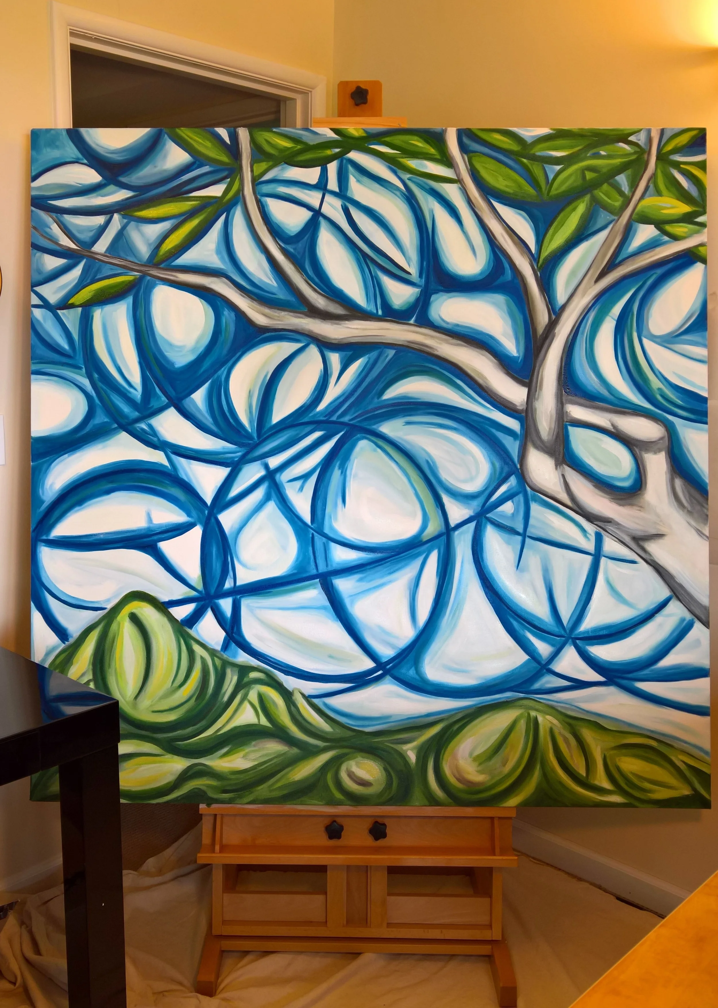 Figure 2: Almost completed. And a glimpse at my tiny art space.