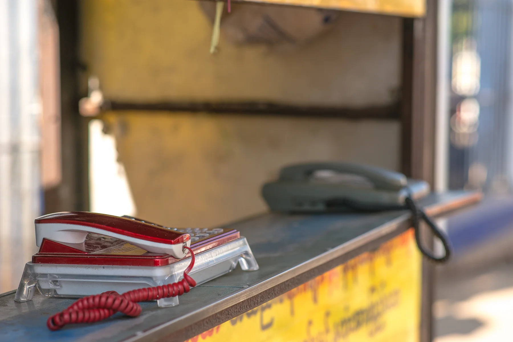 Public telephone station.  Seriously.  Yangon, Myanmar