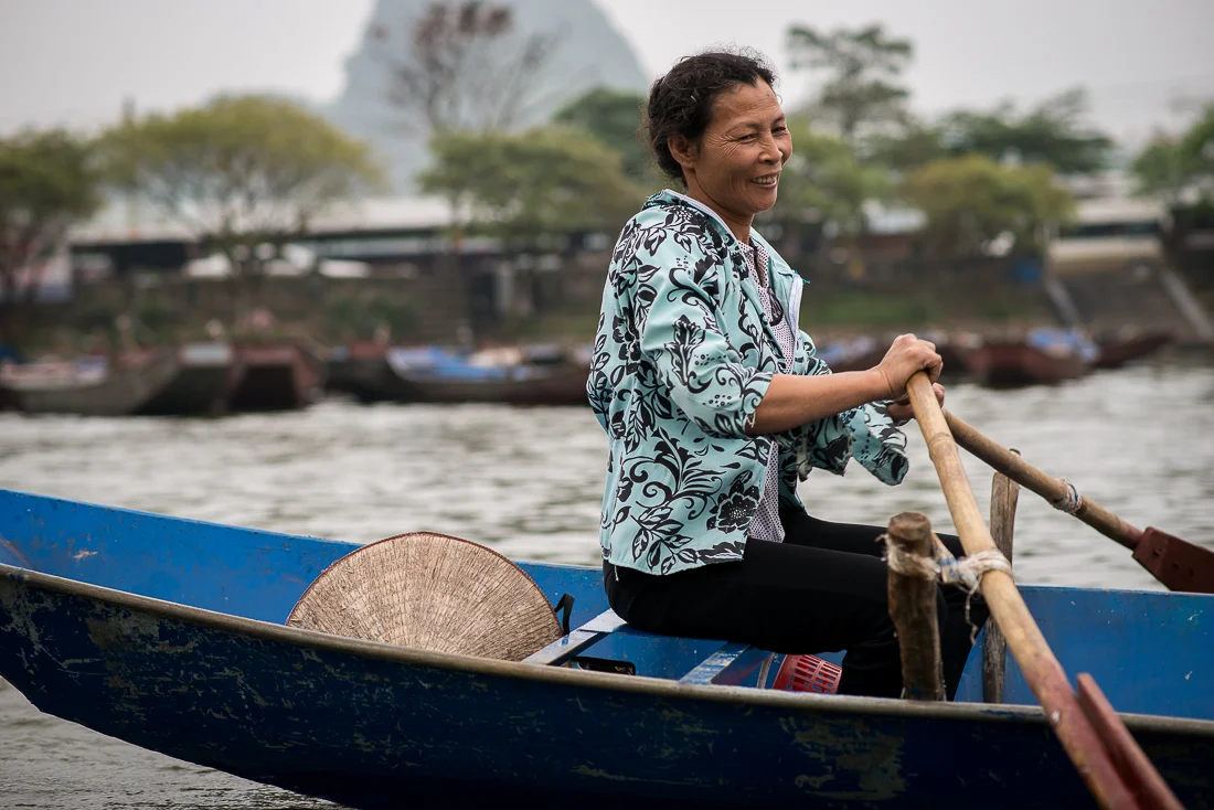 One of the amazing boat rowers. Hanoi, Vietnam