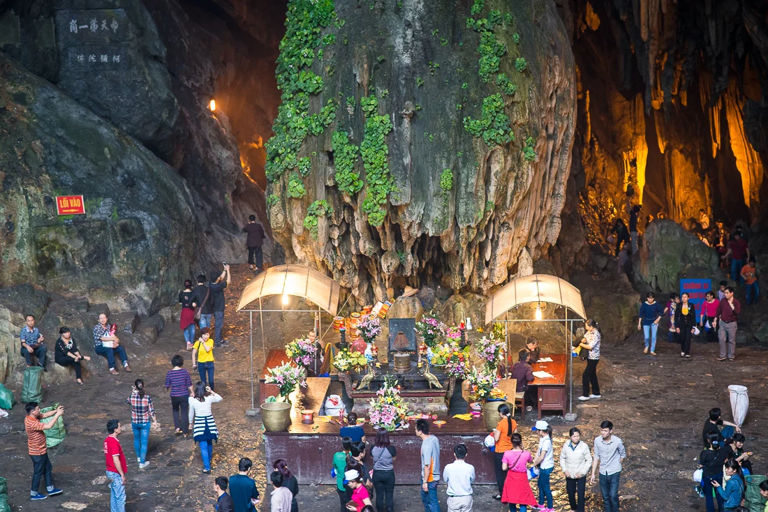 Altar at the opening of the cave at Perfume Pagoda. Hanoi, Vietnam