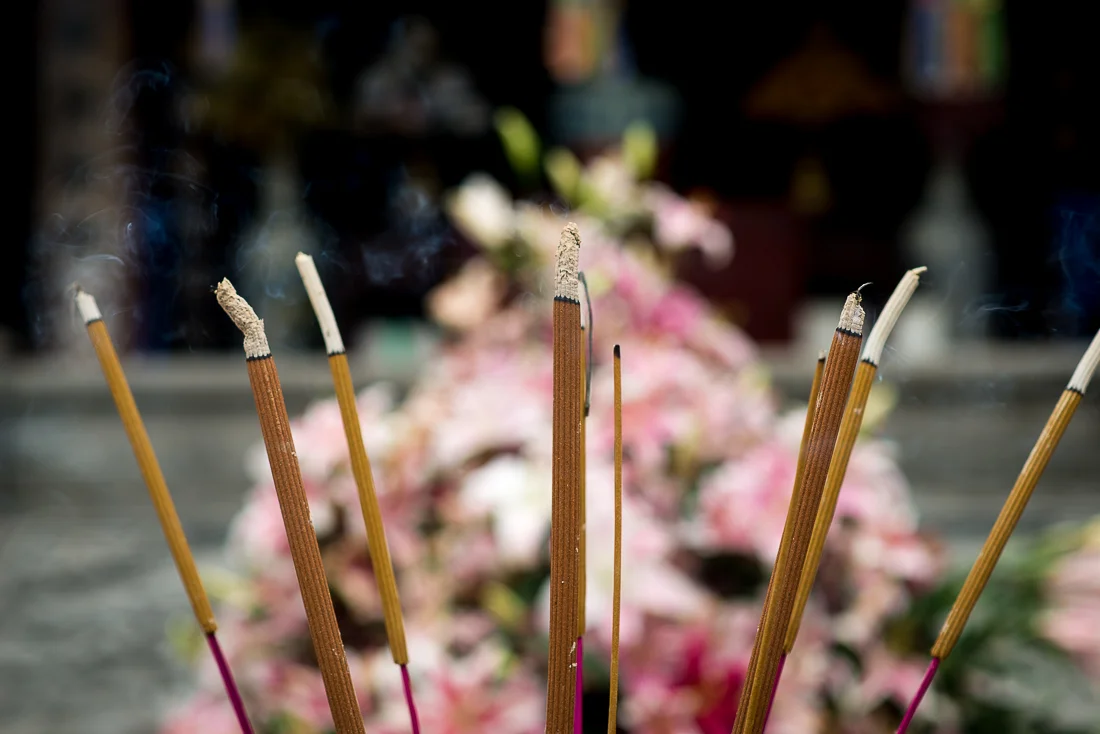 Burning Incense. Perfume Pagoda. Hanoi, Vietnam