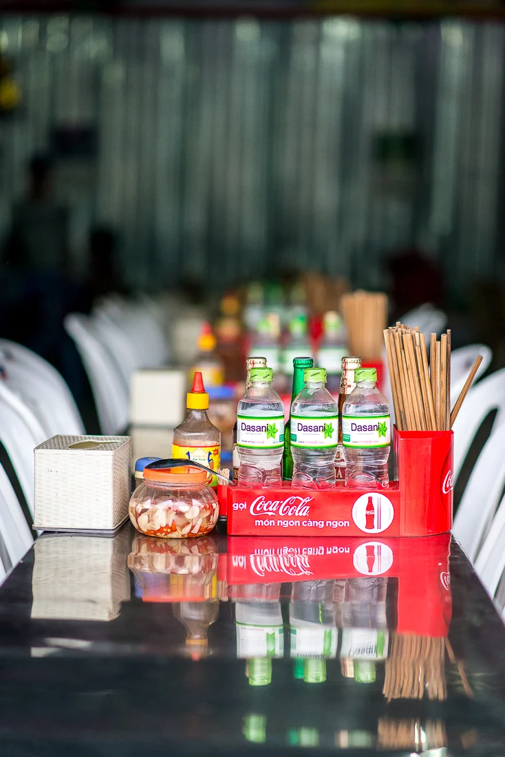 Typical restaurant set up. Perfume Pagoda. Hanoi, Vietnam