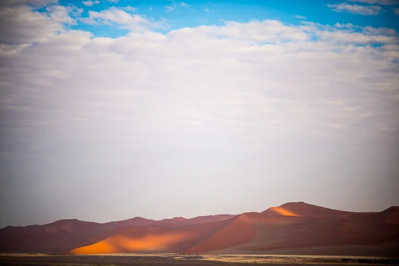 Morning light on sand dunes on the the way to Dune 45