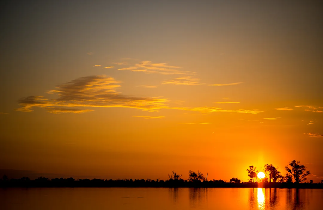Final sunset in Africa on the delta