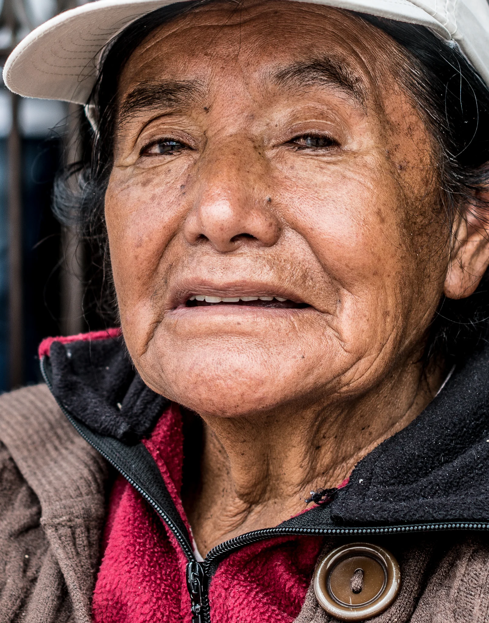 Lady outside a church...Old Town, Quito