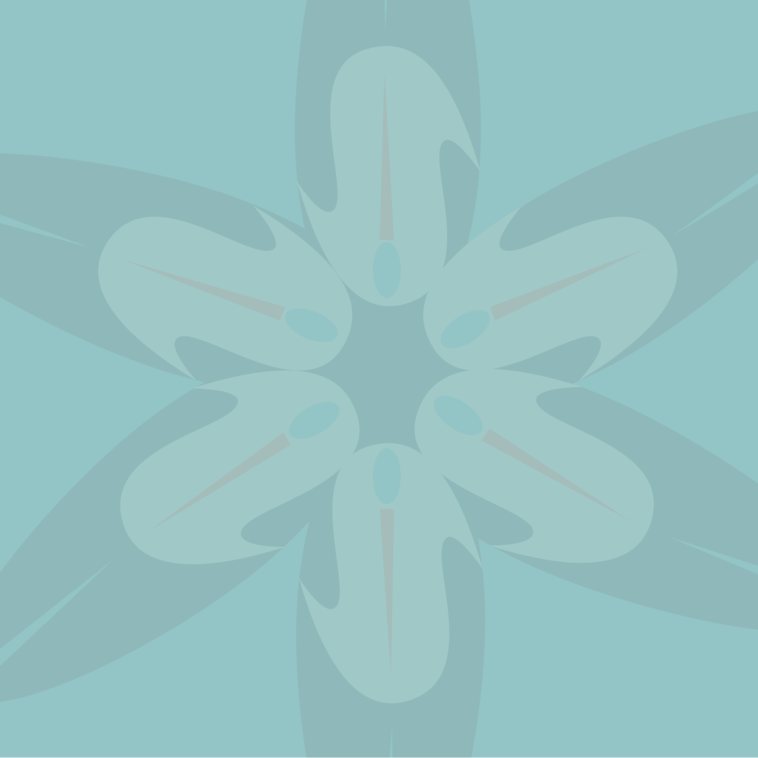 Abstract geometric pattern with a central star shape and petal-like extensions on a blue background.