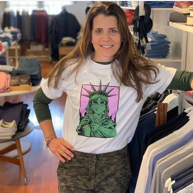 You ever see someone else&rsquo;s work that made you so happy and proud? This t-shirt was created by @starfish_hospital_art exclusively for @rothmansnyc . The gorgeous model is the artists mother and our dear bud @dardard . Available online or at all